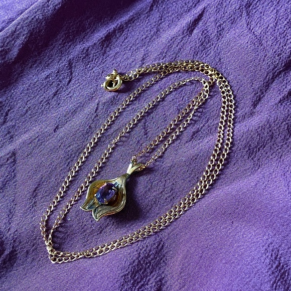 Van Dell I Amethyst 14KT Gold Overlay Necklace I February - Picture 9 of 16
